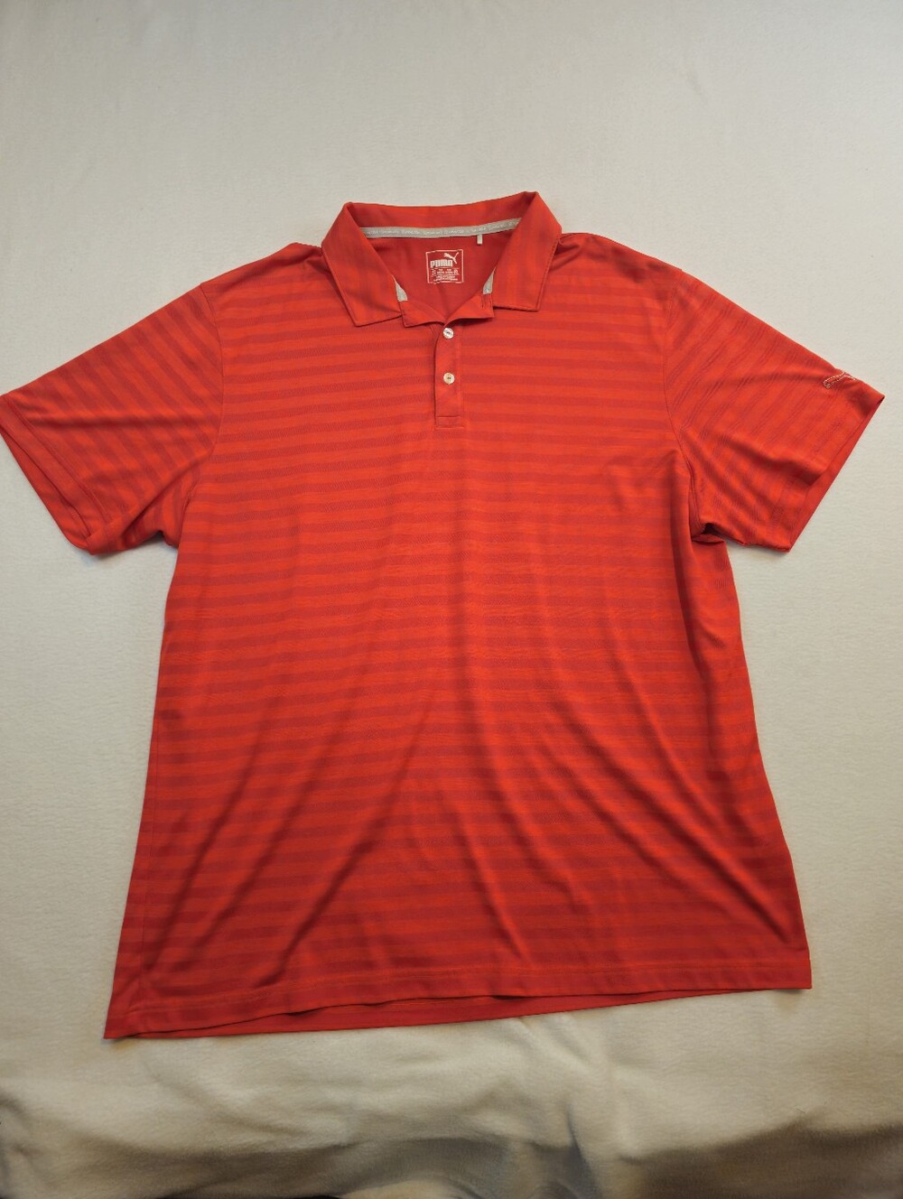 PUMA Men's Red Striped Polo Shirt - Performance‎ Comfort XXL